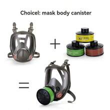 6800A Full Face Respirator Mask, Gas Mask For Acid/Organic/Ammonia, Paint, Chemical, Pesticide, Laboratory, Anti-Dust, Multifunction Filters