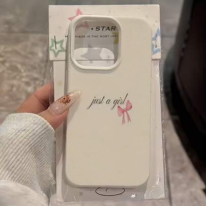 White Pink Slogan Elements Fashion Phone Cases White Pink Bowknot Element Fashion Phone Case White Pink Bowknot Fashion 1pc White Matte Textured Personalized Letter & Pink Bow Slogan Phone Case, Compatible With Iphone 16 Pro Max, 17/16/15/14 Plus, 13/12/11, Air, Series, International Version, Not The Domestic Version, Spring Gift Party Birthday Wedding Anniversary Gift