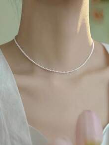 1pc French Casual Pearl Necklace, Unique Charm Clavicle Chain For Women