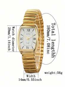 XAPWV  Vintage Women's Elastic Band Fashion Barrel Shaped Minimalist & Elegant Quartz Watch  Watch Jewelry Gold Watch Watches For Women Silver Watch - Vàng - Xem 5