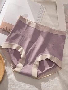 4pcs/Pack Women's Seamless High Waist Shaping Triangle Panties, Mixed Colors