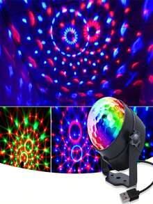 USB Powered Disco Ball Magic Atmosphere Projection Lamp, Plastic Countertop Rotating Party Lighting, Portable DJ Stage Effect For Various Room Types - Colorful Crystal Magic Ball