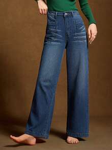 TOP Cross-Border Street Fashion New Products Leisure Vacation Loose Casual Basic Versatile Women's Jeans Trousers