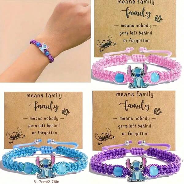 1 pieza Pulsera tejida ajustable con diseño de dibujos animados, accesorio para vacaciones y uso diario, unisex