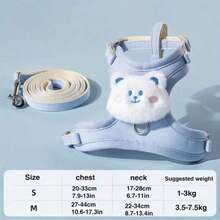 1pc Adjustable Rabbit Harness Vest, Cute Bear Head Rabbit Harness, Leash For Small Pets And Rabbits - Multicolor - View 3