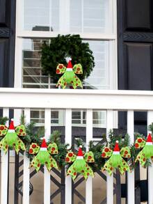 2/4 Stücke festliche rote und grüne Weihnachtsschleifen Dekorationen mit Weihnachtsmannmütze & Plüschlaub - Glitzer Punkt Bänder für Kränze, Bäume und Feiertags-Party Ornamente, festliche Verzierungen | Weihnachtsmann-Themen Dekoration | Dekorative Bänder, Weihnachtsdekorationen