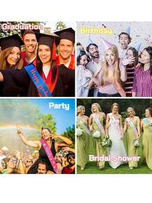 Customized Text Bride Sash, Customized Text Ribbon, Customized Name Belt, Any Name, Unique Gift, Wedding Party Decor, Mom Sash, Birthday Sash, Bride-To-Be Sash, Bachelorette Party Sash, Graduation Sash, Various Occasion Party Decor, Graduation And Wedding Birthday Party - DIY Party Supplies, Engraved, Colored