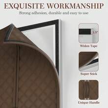 Magnetic Thermal Insulated Curtain 36x82, Curtain Size 38x84, All-Season Draft Stopper With 300D Oxford Fabric & Cotton Fill, Thermal Door Cover Year-Round Use - 棕色 - 查看 4