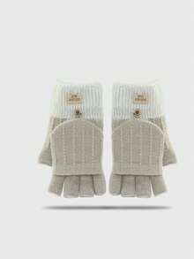 Luvas de Tricô para Escrita para Mulheres, Luvas Sem Dedos para Tela de Toque, Luvas Grossas e Quentes de Inverno para Estudantes, Ciclismo, Outono/Inverno