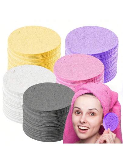 100 piezas o 50 piezas de esponjas faciales de compresión, herramientas de belleza y cuidado de la piel, esponjas faciales de celulosa 100% natural para uso profesional de belleza y spa, adecuadas para limpieza facial, máscaras exfoliantes, eliminación de maquillaje, adecuadas para viajes y uso doméstico, regalo de Navidad