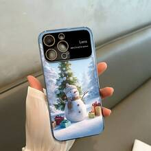 Funda protectora para teléfono con diseño de muñeco de nieve electrochapado | AG Mate con ventana grande 2 en 1, compatible con las series 12/13/14/15/16 (incluidos Pro, Pro, Plus y otros modelos), funda antigolpes, resistente a caídas, mate, elegante, de alta calidad, con tecnología electrochapada, protectora, delgada, para usuarios y compradores navideños. - Plateado - Ver 6