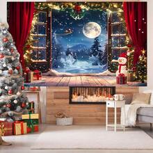 1pc Christmas Backdrop Banner, 82.7*59.1/59.1*39.4/39.4*29.5 Inch Santa Sleigh Scene Decoration Backdrop For Christmas Party Decoration, Photography Studio Props, Indoor Outdoor Decoration,Christmas - Multicolor - View 2