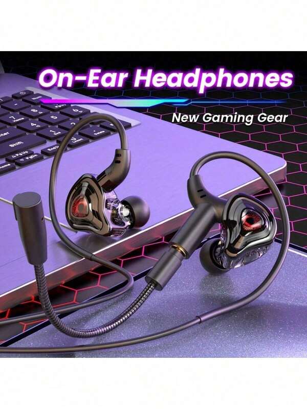 G59 Dynamic Wired On-Ear Gaming Headphones With Volume Control, Push Button Operation, Closed-Back Earcup, Graphene Composite Diaphragm, Compatible With Phones, For Adults