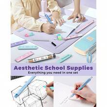 Four Candies 36PCS Aesthetic School Supplies, Mechanical Pencil Set 0.5mm, 0.7mm, 0.9mm & 2.0mm With 624 Lead Refills, Back To School Supplies For Writing & Drawing, Ideal Stationary Set Gift - 藍色 - 查看 6