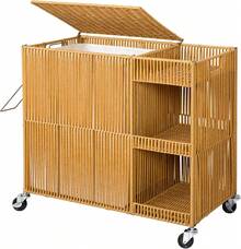 Laundry Hamper With Wheels, Handwoven Laundry Basket With Lid, Shelves, Rolling Clothes Hamper With Removable Liner Bag, 110L Large Laundry Sorter Laundry Room Organization, Naturalhalloween - 白色 - 查看 5