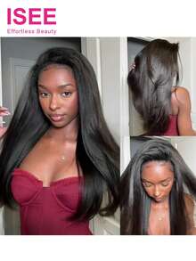 ISEE 3-In-1 Half Wig, Curly & Straight Hair, Glueless Wig, Human Hair, Comfortable Fit, No Adhesive Needed, Clip-In Style Wig, 14-28 Inches - SNatural - View 5