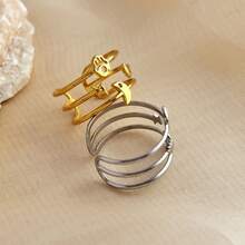 New 18K Stainless Steel Fashion Ring, The Opening Design Can Be Adjusted In Size - 15-dorado - View 5