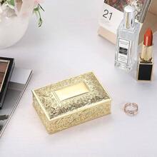 Rectangular Silver Jewelry Box Small Trinket Storage Box Deluxe Treasure Chest Earring Ring Necklace Organizer Decorative Keepsake Box Women