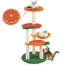Multi-Level Cat Tree Cute Fruit World Cat Tower W/ Fruit-Shaped Platforms - 橙色,紅色,綠色和黃色 - 查看 1