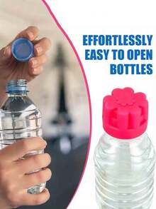 1pc Flower Shaped Bottle Opener, Silicone Bottle Cap Opener, Easy To Open Bottle Caps, Suitable For Mineral Water Bottles, Helpful Tool For Weak Hands And Arthritis, Twist Open Travel Bottles, Kitchen Gadget, Yellow & Red, Applicable For Outdoor, Camping, Kitchen, Bar, Christmas - Multicolor - View 5