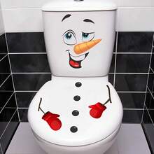 Weihnachts-Schneemann Toilettendeckel Aufkleber - Wasserfest selbstklebende PVC Badezimmer Dekorfolie, beste Wahl für Weihnachts-Feiertags-Dekoration Heim-Dekoration Weihnachts-Dekorationen Raum-Dekoration Wand-Dekoration Wandaufkleber Wandsticker Aufkleber Weihnachts-Dekorationen Zuhause