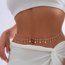 1 Exquisite Pentagram Sequin, Tassel Belt Chain Jewelry, Women's Beach Party Body Chain, Suitable For Beach Parties, Sexy Style, Shiny Style - 金色 - 查看 3