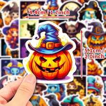50pc New Scary Halloween Stickers With Black Faces, Featuring A Unique Pumpkin Halloween Sticker