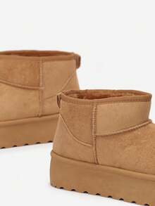 Winter Casual Versatile Simple Warm Snow Boots On Platform - Brown - View 6