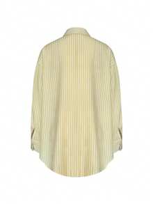 Elegant Women's Long Sleeve Button Up Shirt Collar Modest Top In Striped Woven Fabric