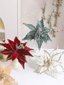 1/3/6pcs Artificial Flower Head, Christmas Tree Wreath DIY Decorations, For Holiday Decoration, Home Decoration, Room Decoration, Vase Decoration, Table Centerpiece, Wedding Decoration