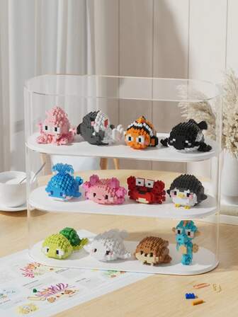 12款海洋动物积木模型拼装玩具，150-272块积木颗粒，小颗粒迷你积木拼装益智玩具。海洋系列适合积木爱好者收藏，可作为桌面小摆件，可作为送给女朋友的礼物，也可作为圣诞节节日礼物。