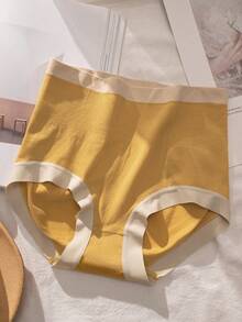 4pcs/Pack Women's Seamless High Waist Shaping Triangle Panties, Mixed Colors