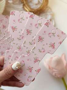 20/50pcs Cute Mini Flower Jewelry Display Card, Pink Hair Accessories Display Card Packaging, Small Business Supplies Organizer For Necklace, Bracelet, Hair Tie Packaging