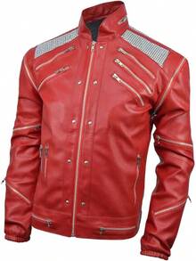 Chaqueta Beat-It - Roja - Cuero sintético de Halloween - Rojo - Ver 2