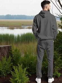 PANTS PARA CABALLERO LISO COMODO PARA USO DEPORTIVO GYM O DIARIO - Gris Oscuro - Ver 2