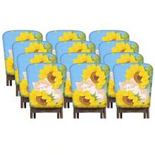 2/4/6pcs Cute Cat Pattern Linen Chair Covers, Suitable For Home Decor, Living Room, Dining Room, Garden, Hotel, Party, Washable Polyester Material Chair Seat Cushion Covers - Multicolor - View 19