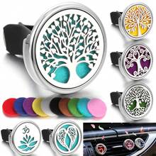 1PC New Arrival Tree Of Life Aromatherapy Diffuser Car Air Freshener Alloy Stainless Steel Aroma Essential Oil Diffuser Car Vent Clip Perfume Lockets Pendants Car Fragrance Diffuser Clip Effective In-Car Fragrance Diffuser With 10pcs Pads - Silver - View 2