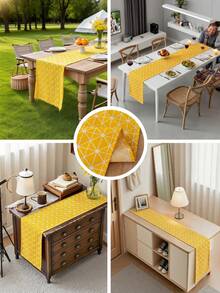 1 szt. Bohemian Yellow Rectangular Table Runner, Geometryczny wzór, Wiosna/Lato Dekoracyjny obrus na bufet, szafka na buty, Odporny na kurz i plamy, Nadaje się do domu, kuchni, jadalni, posiłków, pikników, grilli, kempingu, na zewnątrz, świąt, imprez, codziennego wystroju domu
