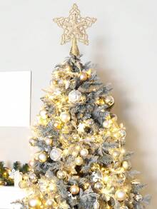 Ponteira de Árvore de Natal, Floco de Neve com Glitter para Árvore de Natal - 20 cm, Decoração de Natal em Dourado e Prateado, para Decoração de Árvore de Natal, Decoração de Festa de Ano Novo, Decoração de Festas, Decoração de Interiores, Decoração de Natal, Presentes de Natal, Decoração de Natal
