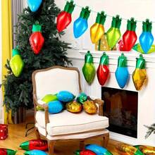 18pcs Christmas Themed Light Bulb Design Decorative Balloons, Perfect For Christmas Decoration - Mixed Colors - View 8