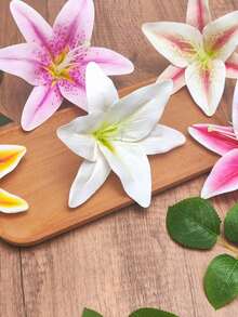 5pcs Lily Flower Hair Clips, Hawaiian Style, Artificial Flower Hair Clips For Back To School Season, Suitable For Holiday Beach Parties, Summer Tropical Floral Hair Accessories, Wedding Parties, Girls' Festival Gifts, Hair Claws, Hair Clips, Head Accessories, Hairpin - Multicolor - View 5