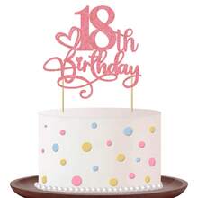 1Pc Glitter Pink 1st-18th Birthday Cake Topper Happy 1-18 Years Old Birthday Cake Supplies 1st-18th Birthday Party Decorations - Pink Glitter