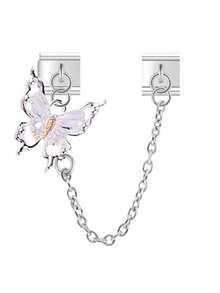 Fashion New Shiny Butterfly Gold Silver Chain Stainless Steel Italian Charm Module Bracelet For Girls DIY Handmade Jewelry