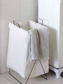 1 件带支架的可折叠洗衣篮，大号布艺脏衣篮，玩具和零食收纳篮 - 白色 - 查看 2