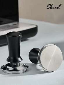 shoxil 1 件可调节校准恒力咖啡压粉器 | 304 不锈钢平底防偏移设计，自动弹簧回弹，浓缩咖啡萃取工具，51/53/58 毫米多尺寸