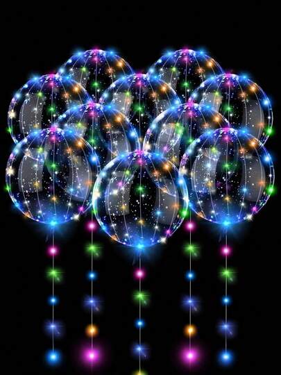 12 piezas (6 sets) Luces de cuerda de globo LED, diseño de bola de burbujas transparente, adecuado para cumpleaños, bodas, aniversarios, Día de San Valentín, decoración de fiestas de verano en la playa, decoración de fiestas en interiores, luz blanca cálida