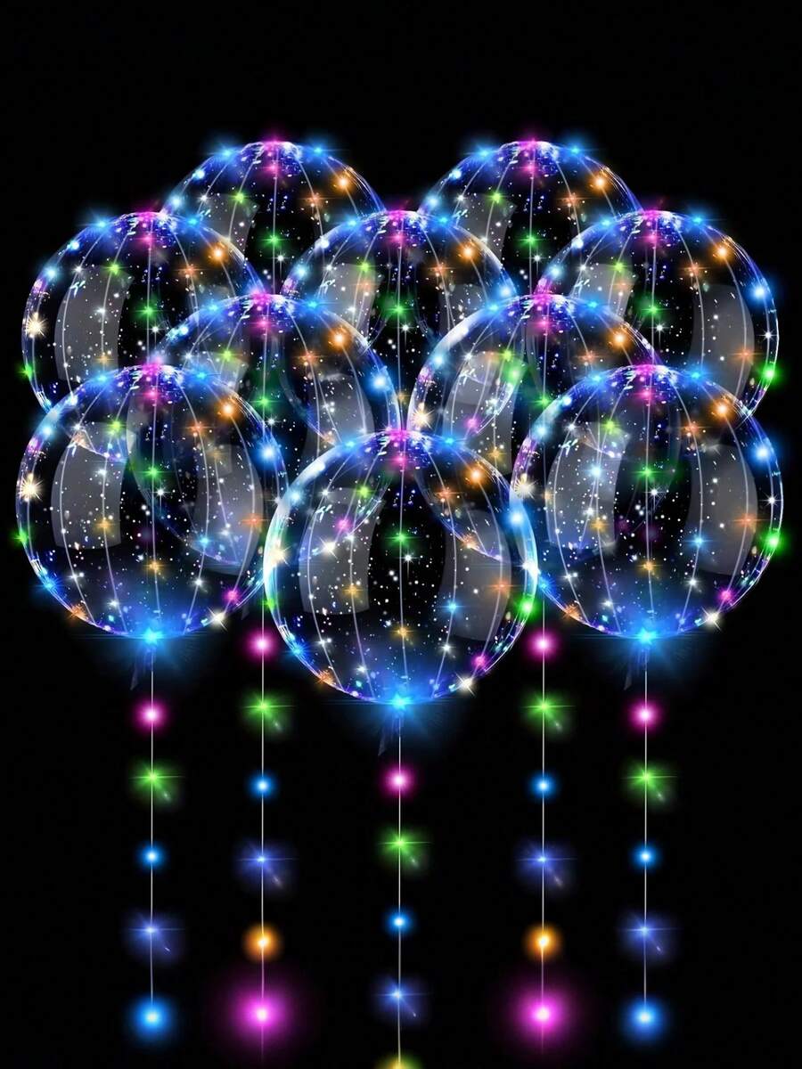 12个（6套）LED气球串灯，透明泡泡球设计，适用于生日、婚礼、周年纪念、情人节、夏季海滩派对装饰、室内派对装饰，暖白光