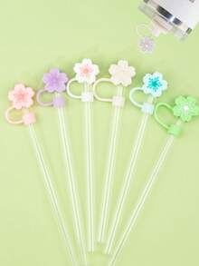 4 PIEZAS/6 PIEZAS/7 PIEZAS Tapas de silicona para sorbetes de 10 mm/0.4 pulgadas, accesorios para taza de 30/40 onzas con asa, funda para sorbete de Love Shack Fancy, tapa de sorbete con forma de flor de huevo para días festivos, tapa reutilizable para sorbete de taza