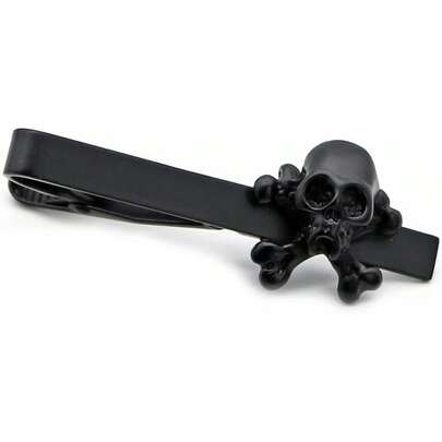 Clip de corbata de calavera para hombres, clips punk para corbata de esqueleto, palillos negros góticos, barra de corbata pirata para bodas y cosplay, fiesta temática de Halloween, regalo de huesos
