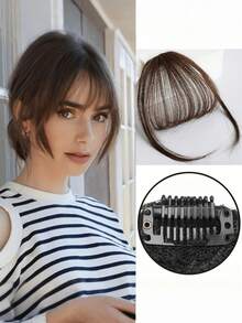 3D刘海夹式接发 - 逼真合成夹式刘海，适合日常佩戴，易于造型，外观自然，打造更丰盈蓬松的秀发，多功能女士发饰，发爪夹 - 彩色 - 查看 7